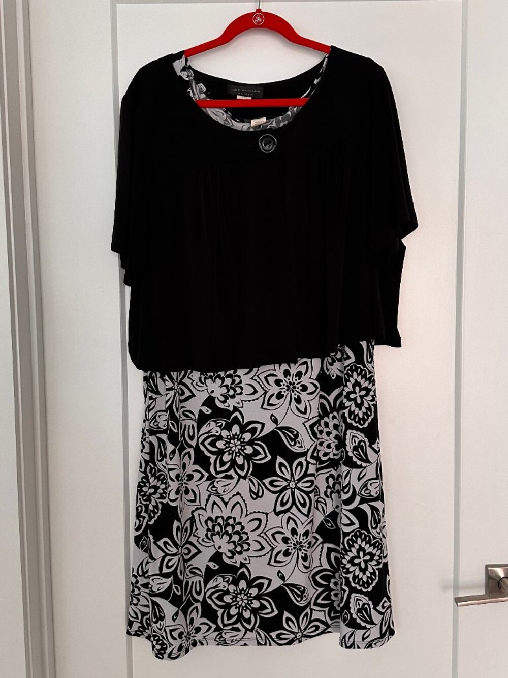Mid-length Black and White Mod Swing Dress with Matching Short Jacket